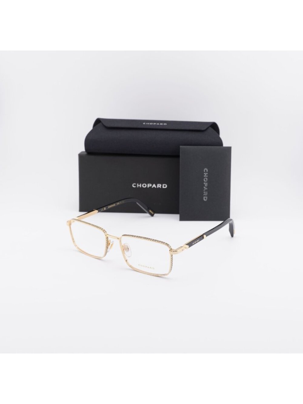 Chopard VCHL48 0SA1 Rectangle Eyeglasses 58mm - Gold / Black